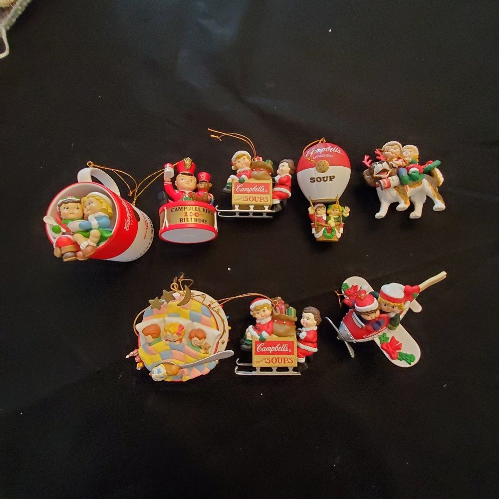Campbell's Soup 9 Ornaments 1993 to 2003 No Boxes